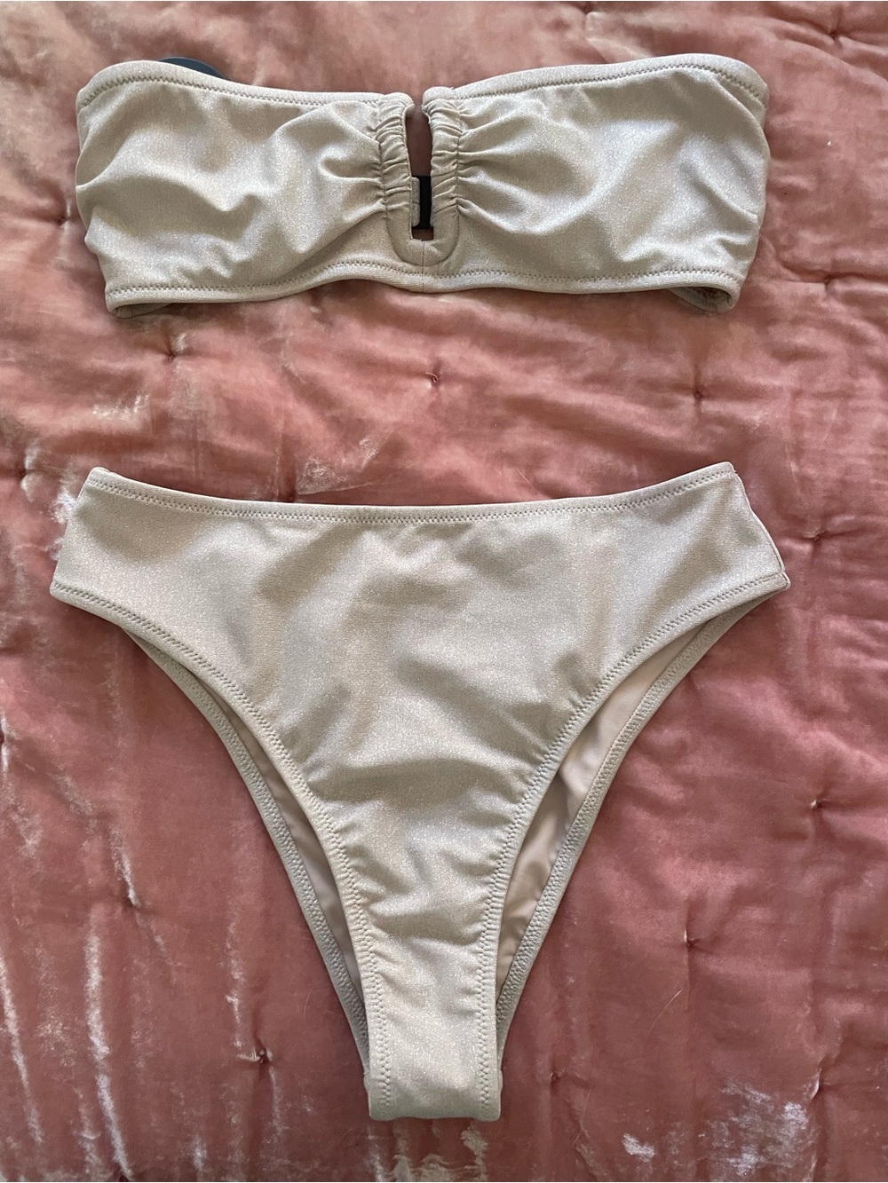 Suitsupply Shimmery Beige Bandeau Bikini Set